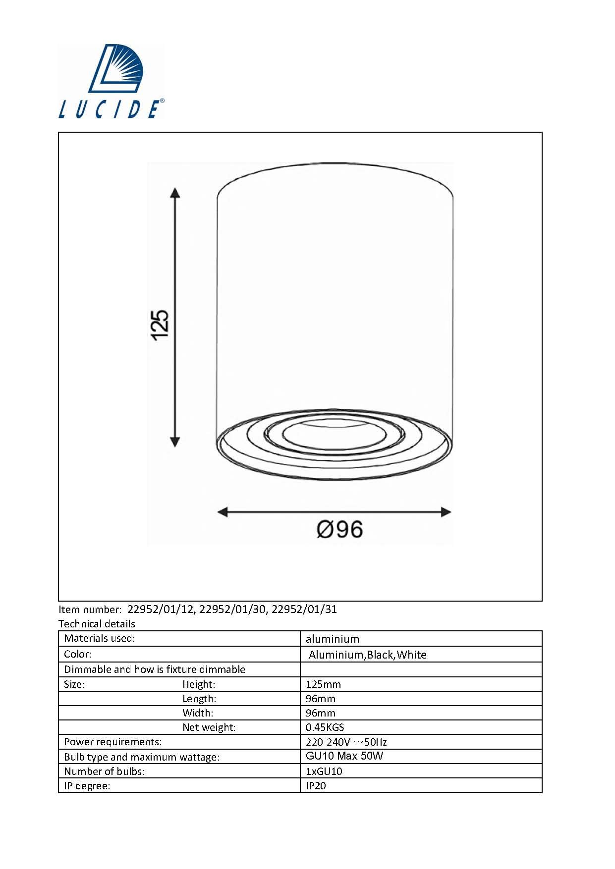 Lucide TUBE redondo branco - Image 4