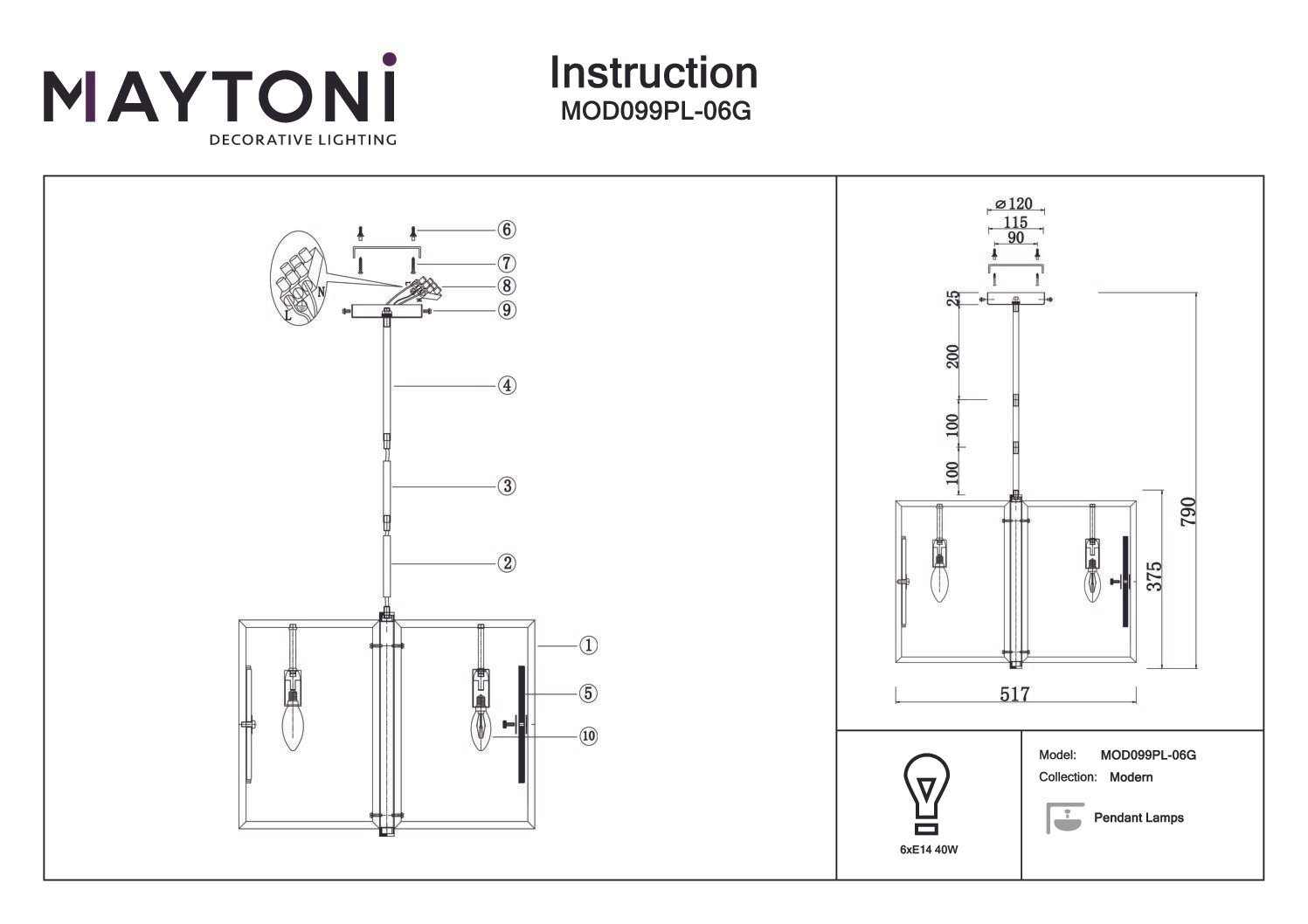Maytoni MARMO teto 6L - Image 8