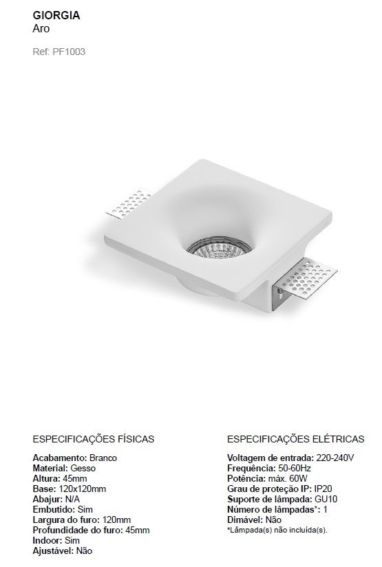 Projetor encastre gesso 1003