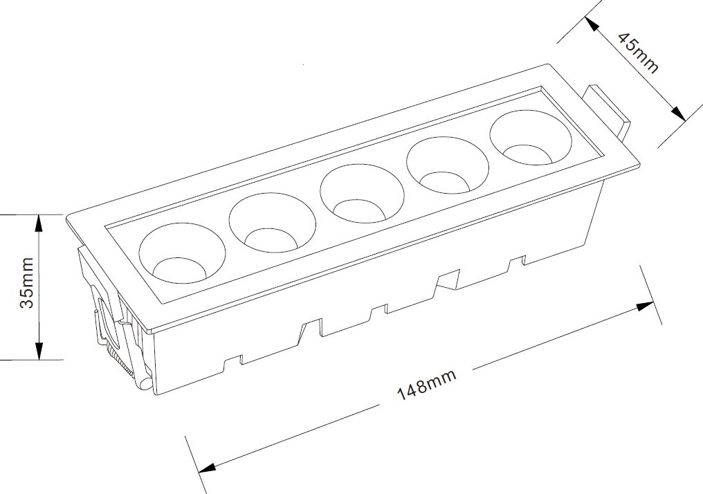Downlight LED LINEAR embutido